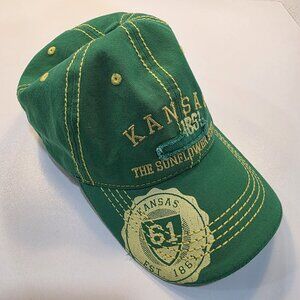 Kansas Sunflower State Strap Back Hat Cap Real Time Green Travel Souvenir Mens
